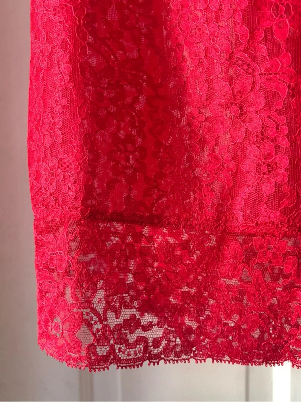 Vintage 60s Full Bright Red Lace Half Slip Size Medium - Picture 11 of 14